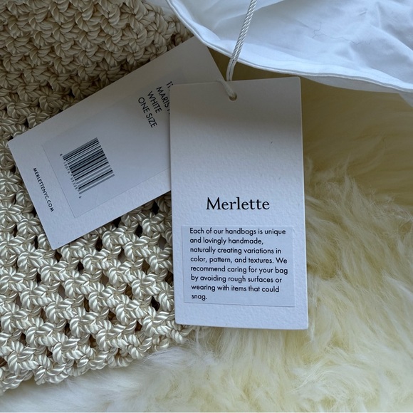 NWT Merlette Maris Crochet Macrame White Handle Mini Bag Purse - Picture 8 of 13